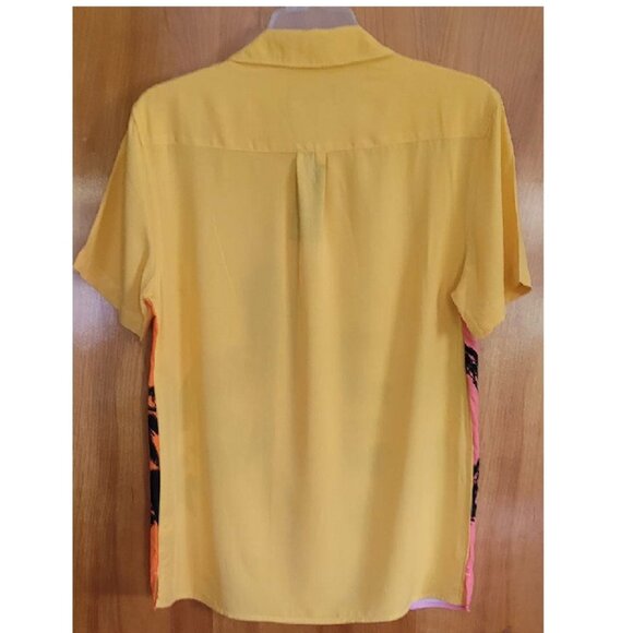 NWT Sz S Tropical Hawaiian Short Sleeve Shirt Yellow Black Pink "Original Use" - Picture 2 of 4